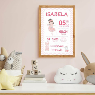 Quadro Nascimento Bebê Personalizado Bailarina