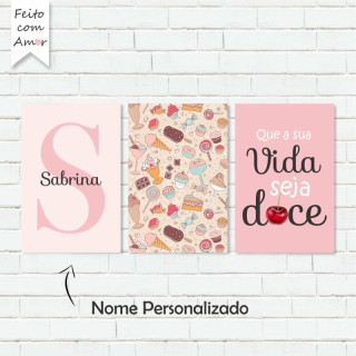 Kit de Placas Decorativas Que a Vida Seja Doce