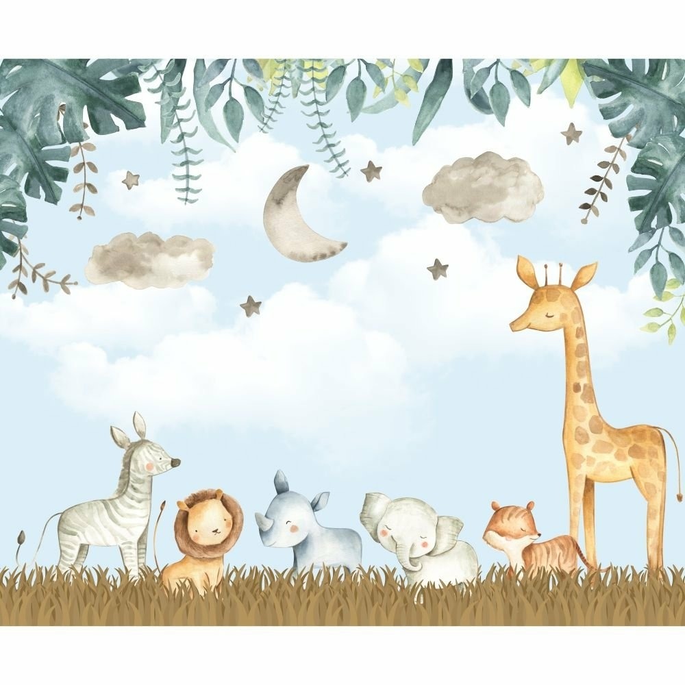 Papel de Parede Personalizado Safari Animais Cute