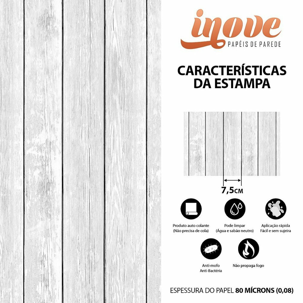 Papel de Parede Madeira Branca Silver