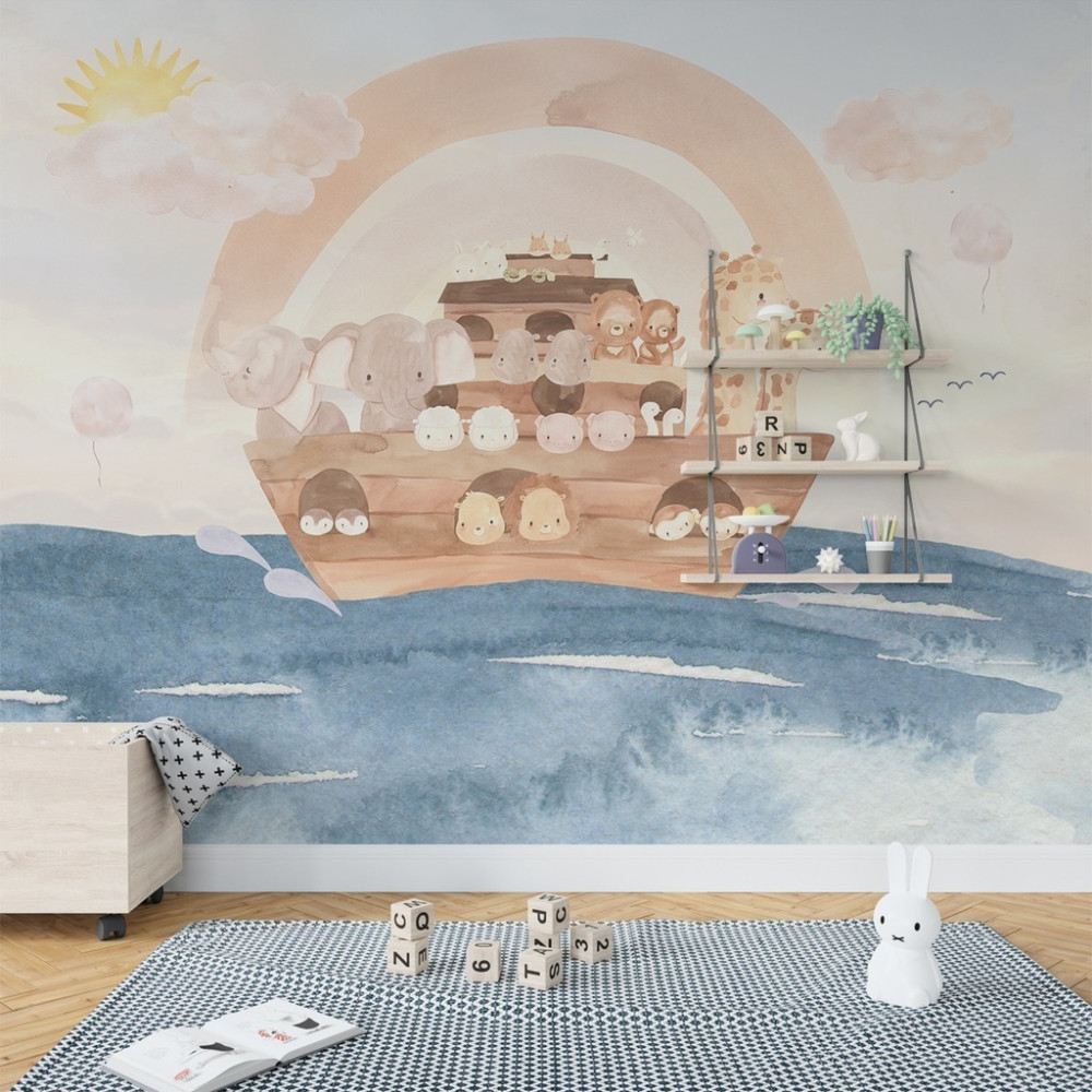 Papel de Parede Personalizado Animais na Arca de Noé Papel de Parede Personalizado Animais na Arca de Noé