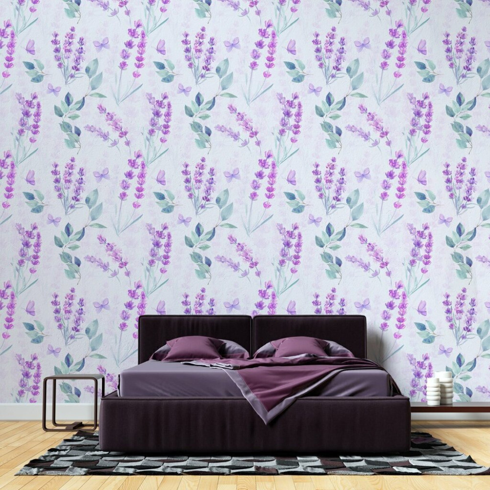 Papel de Parede Personalizado Ramos de Lavanda Papel de Parede Personalizado Ramos de Lavanda