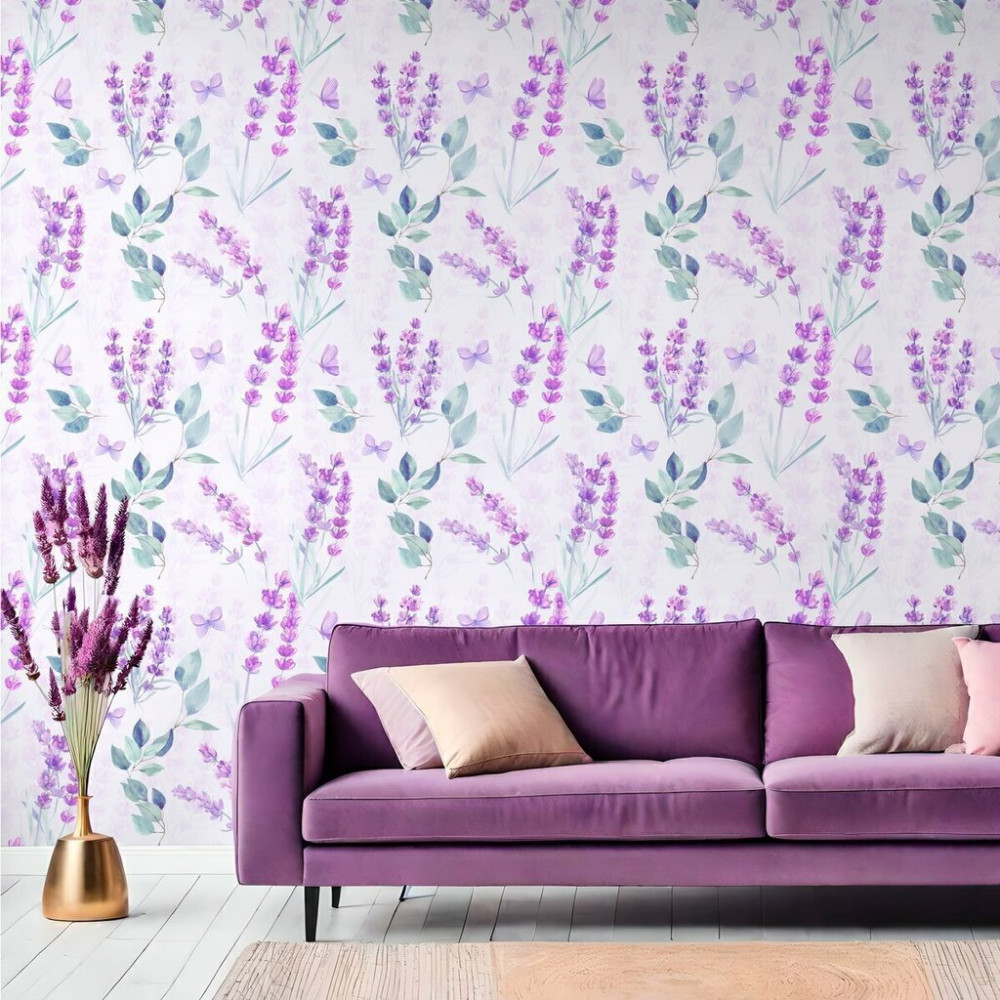 Papel de Parede Personalizado Ramos de Lavanda Papel de Parede Personalizado Ramos de Lavanda