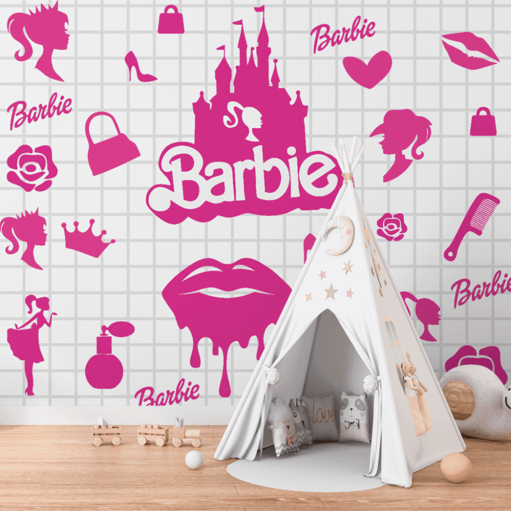 Papel De Parede Personalizado Adesivos da Barbie