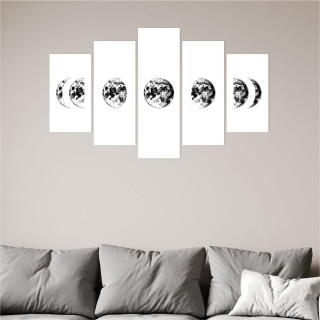 Quadro Mosaico Fases da Lua Preto e Branco