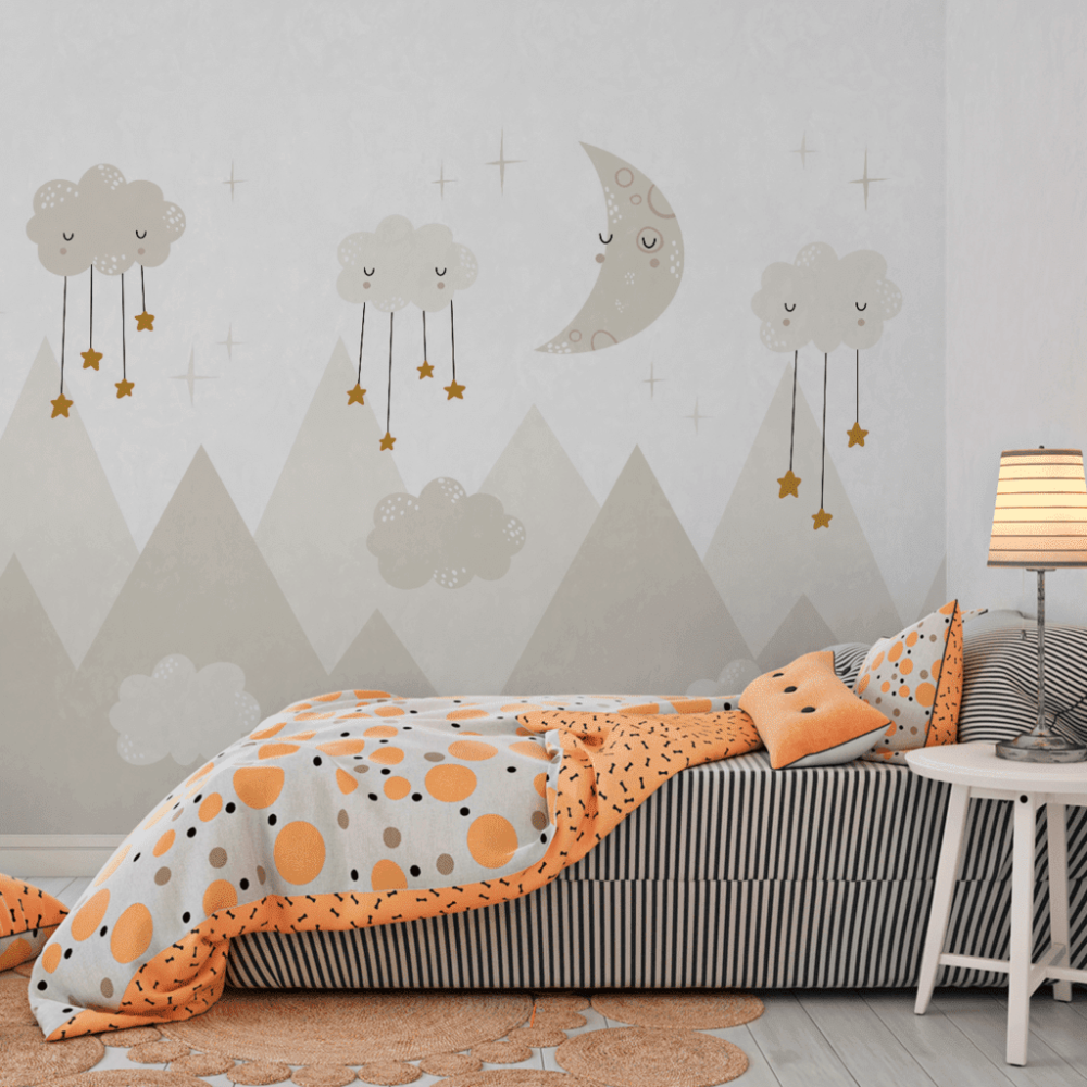 Papel de Parede Personalizado Noite Estelar em Tons Pastéis