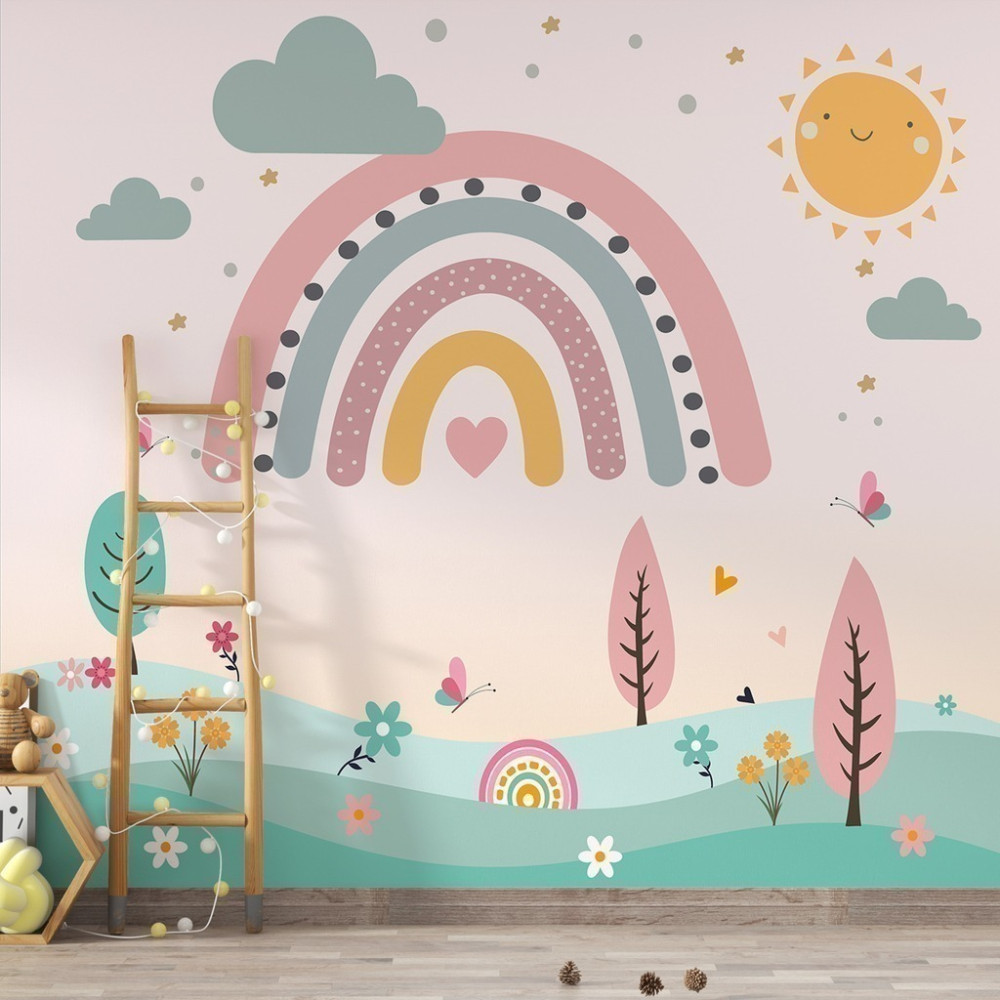 Papel de Parede Personalizado Arco Íris e o Encanto da Natureza Papel de Parede Personalizado Arco Íris e o Encanto da Natureza