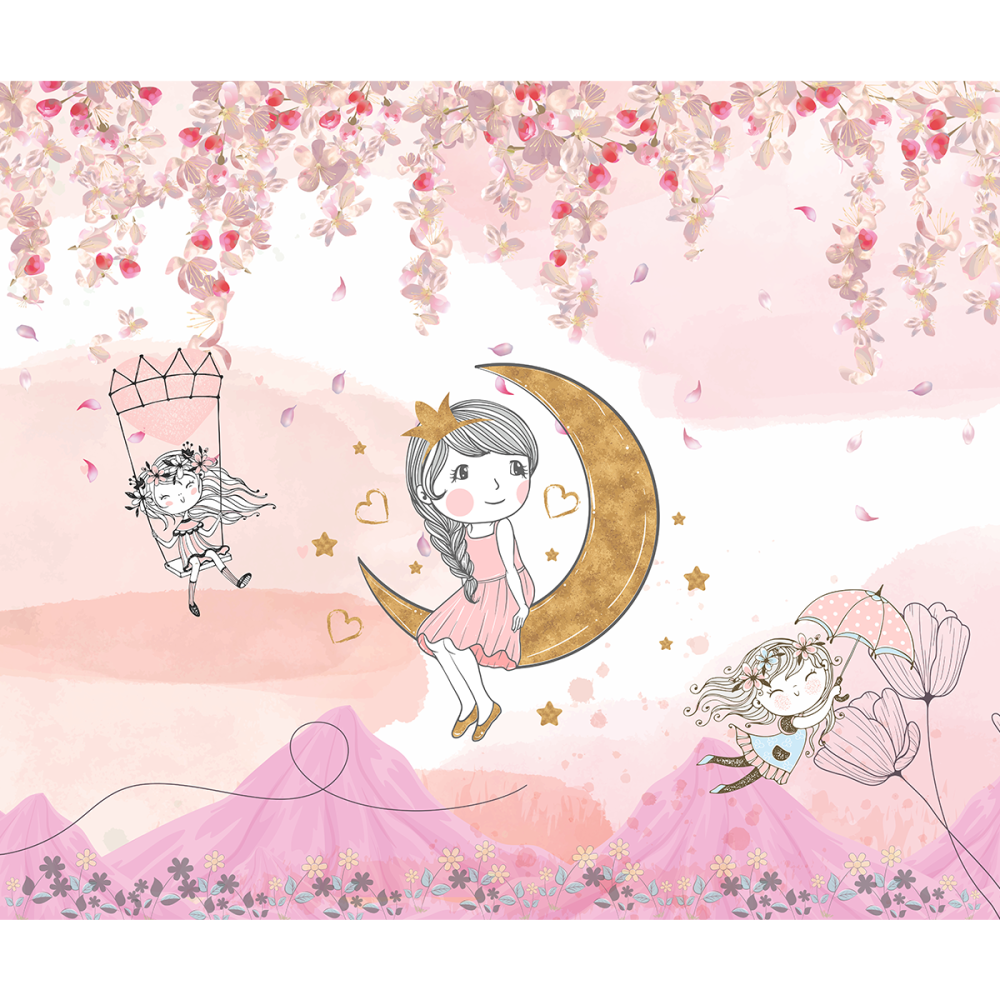 Papel De Parede Personalizado Menina Sentada Na Lua