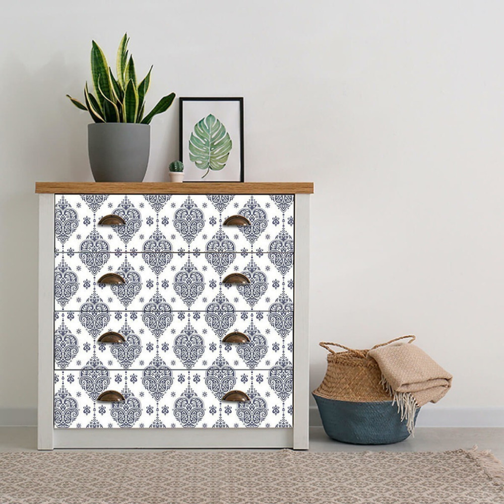 Papel de Parede Personalizado Arabesco Azul