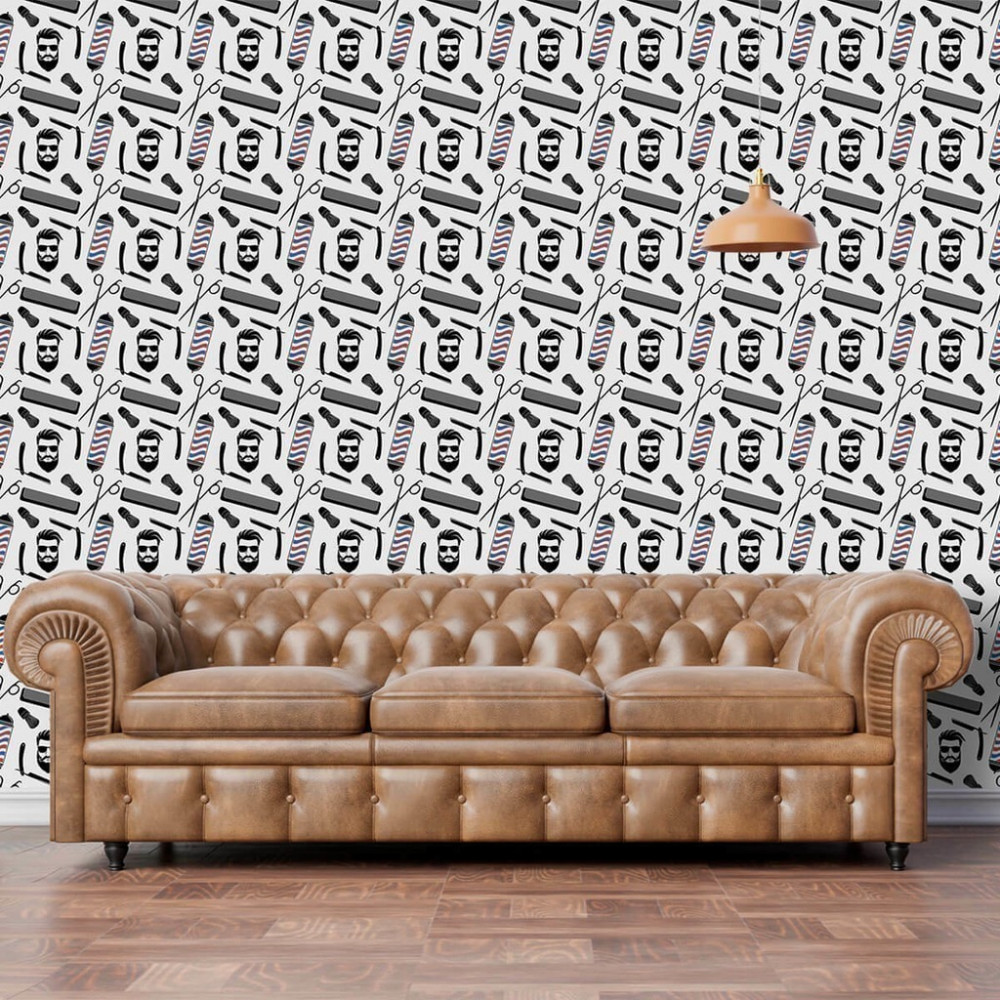Papel de Parede Personalizado Barber Shop Papel de Parede Personalizado Barber Shop