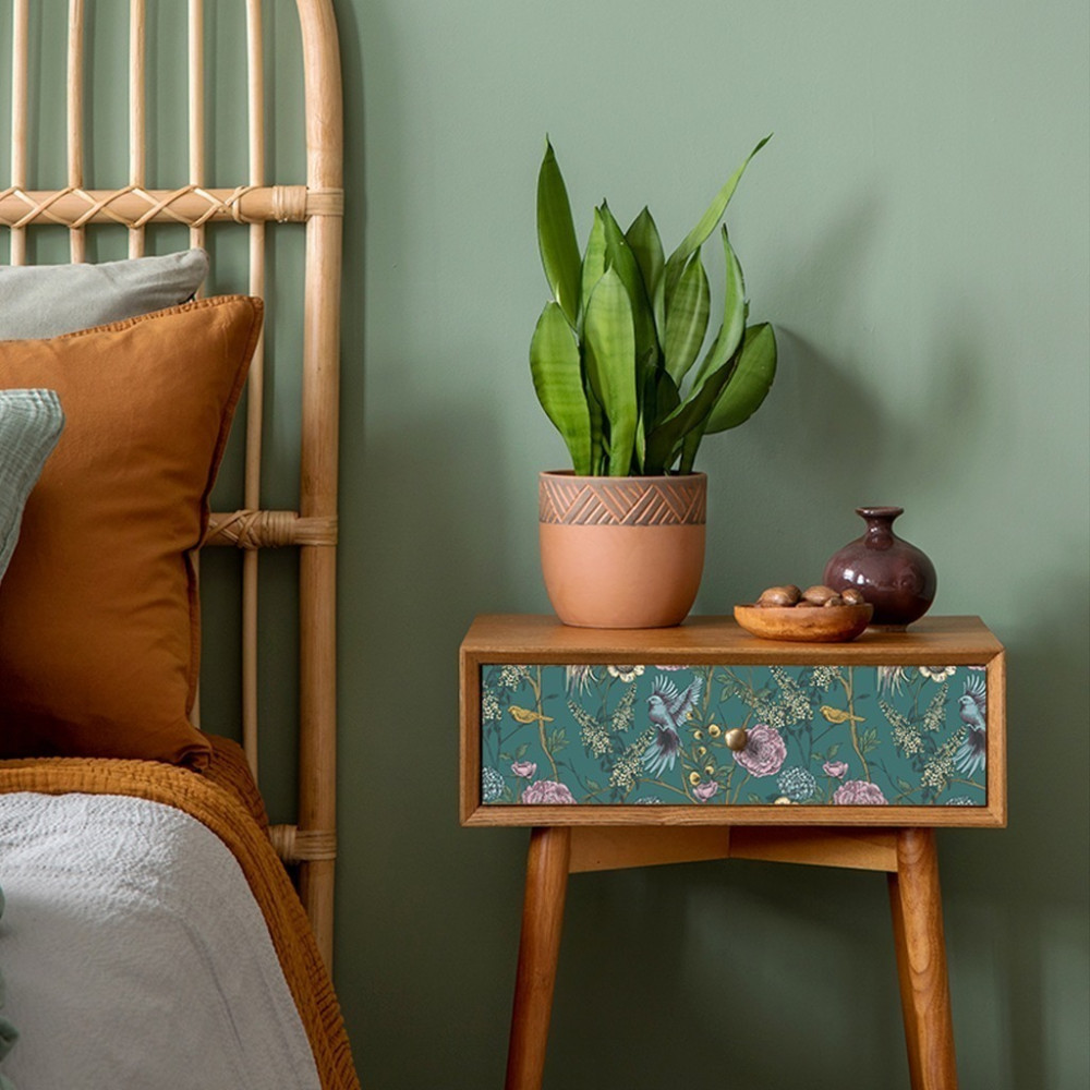 Papel de Parede Personalizado Pássaro e Rosas