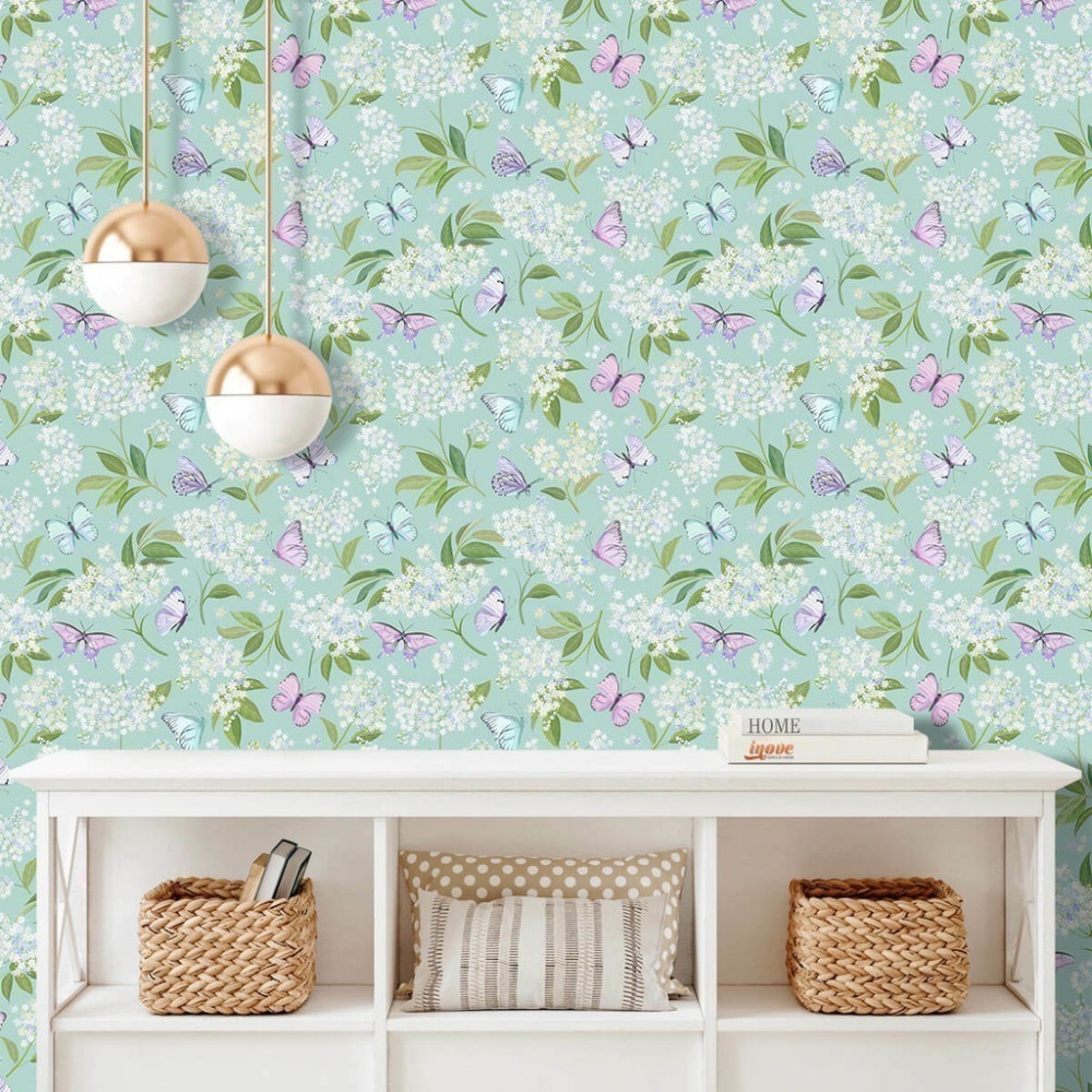 Papel de Parede Personalizado Borboletas Florais