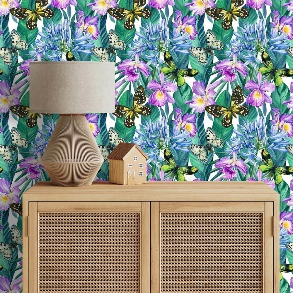 Papel de Parede Personalizado Jardim Mágico com Borboletas