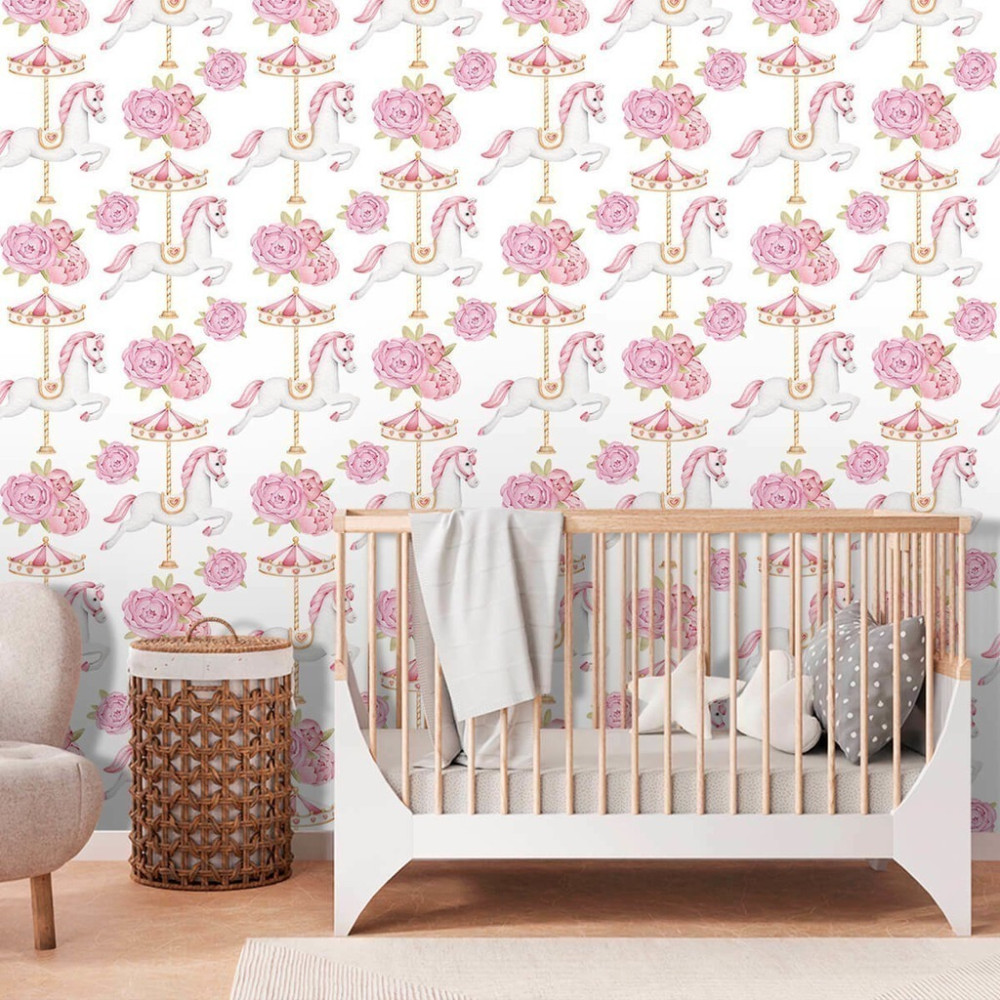 Papel de Parede Personalizado Carrossel Aquarela