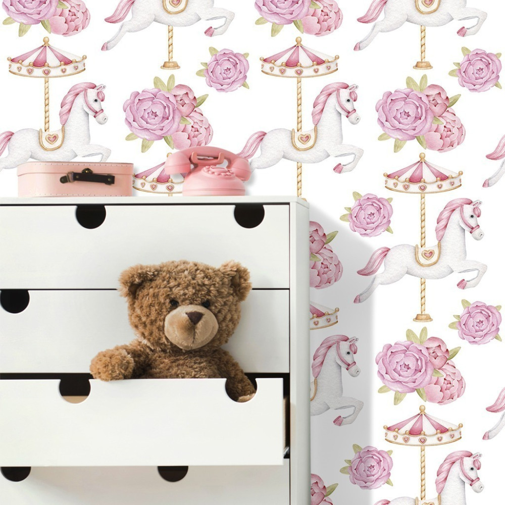 Papel de Parede Personalizado Carrossel Aquarela
