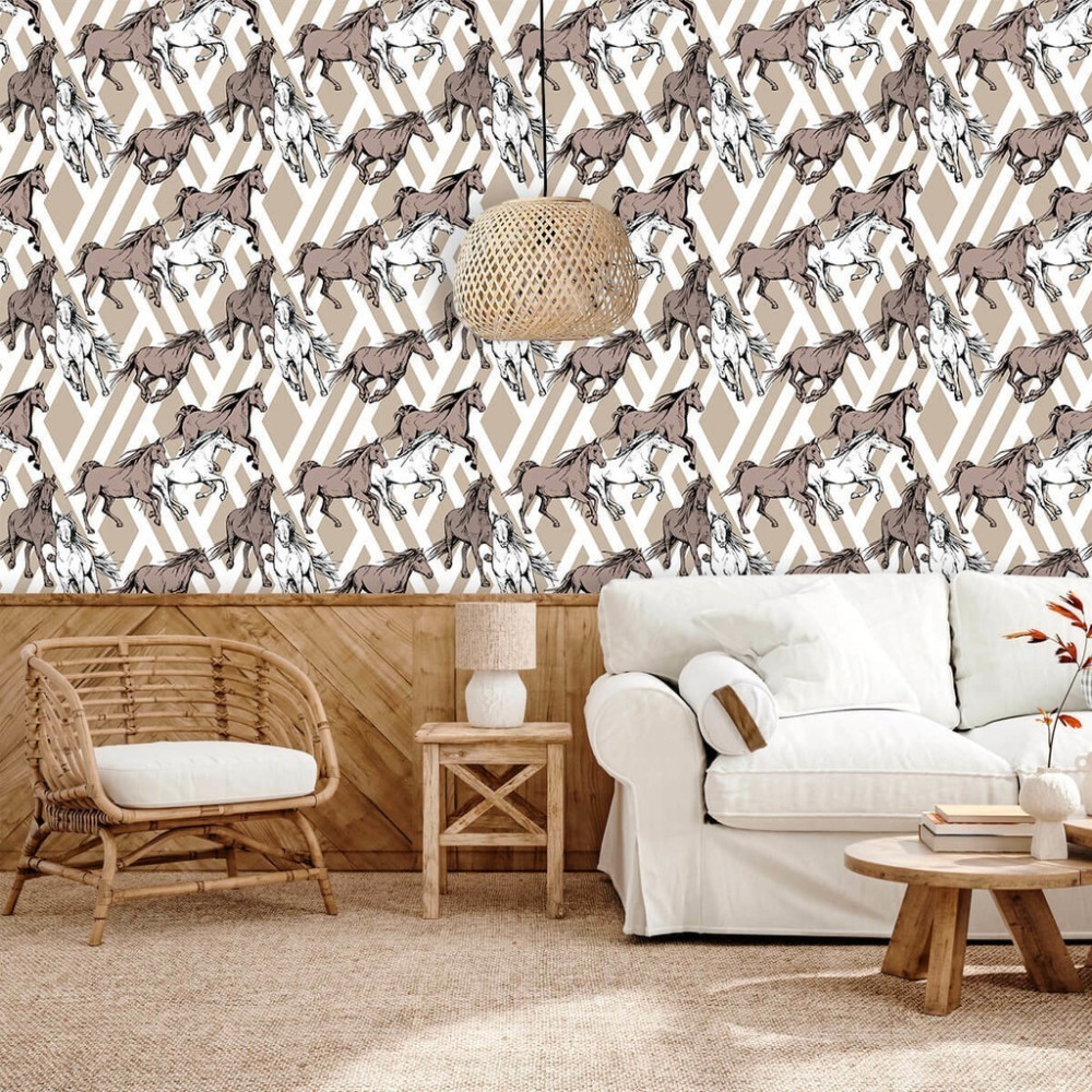 Papel de Parede Personalizado Cavalos Fundo Xadrez Papel de Parede Personalizado Cavalos Fundo Xadrez