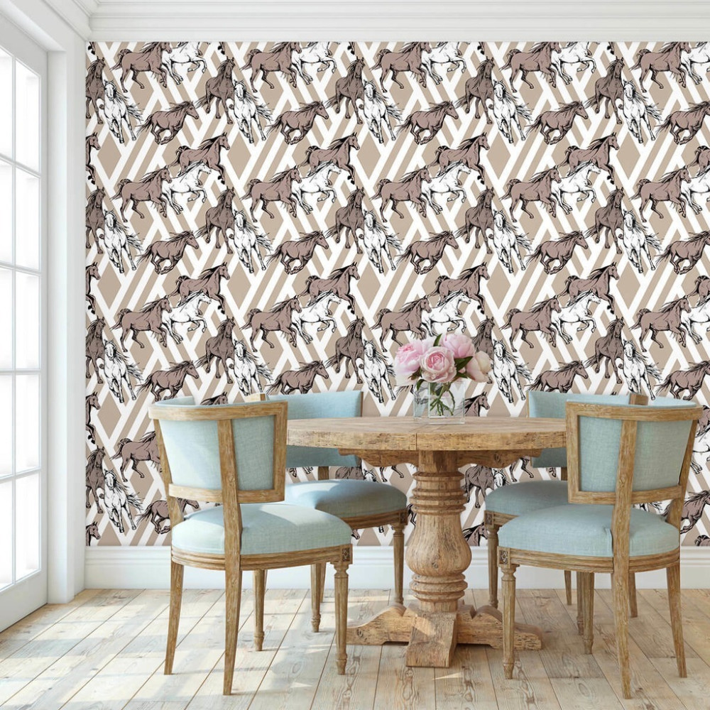 Papel de Parede Personalizado Cavalos Fundo Xadrez Papel de Parede Personalizado Cavalos Fundo Xadrez