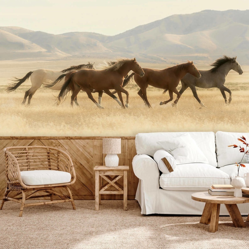 Papel de Parede Personalizado Cavalos no Campo Papel de Parede Personalizado Cavalos no Campo