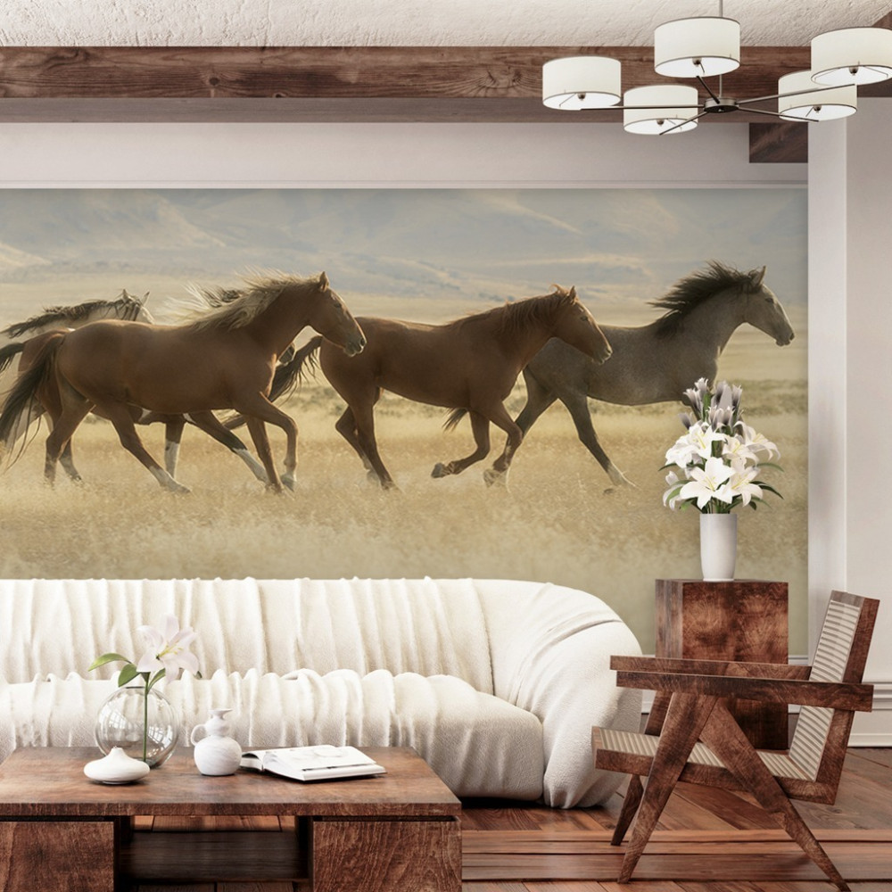 Papel de Parede Personalizado Cavalos no Campo Papel de Parede Personalizado Cavalos no Campo