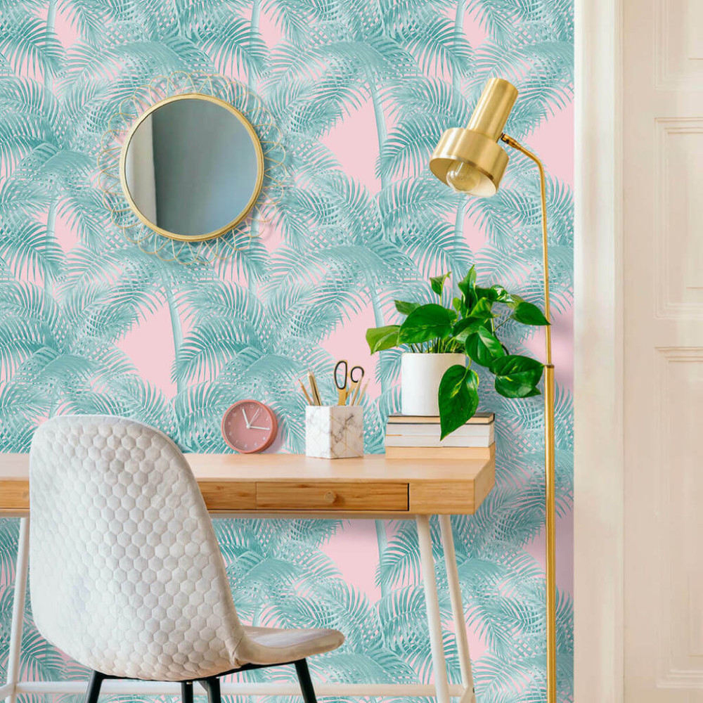 Papel De Parede Personalizado Coqueiros Com Fundo Rosa Papel De Parede Personalizado Coqueiros Com Fundo Rosa