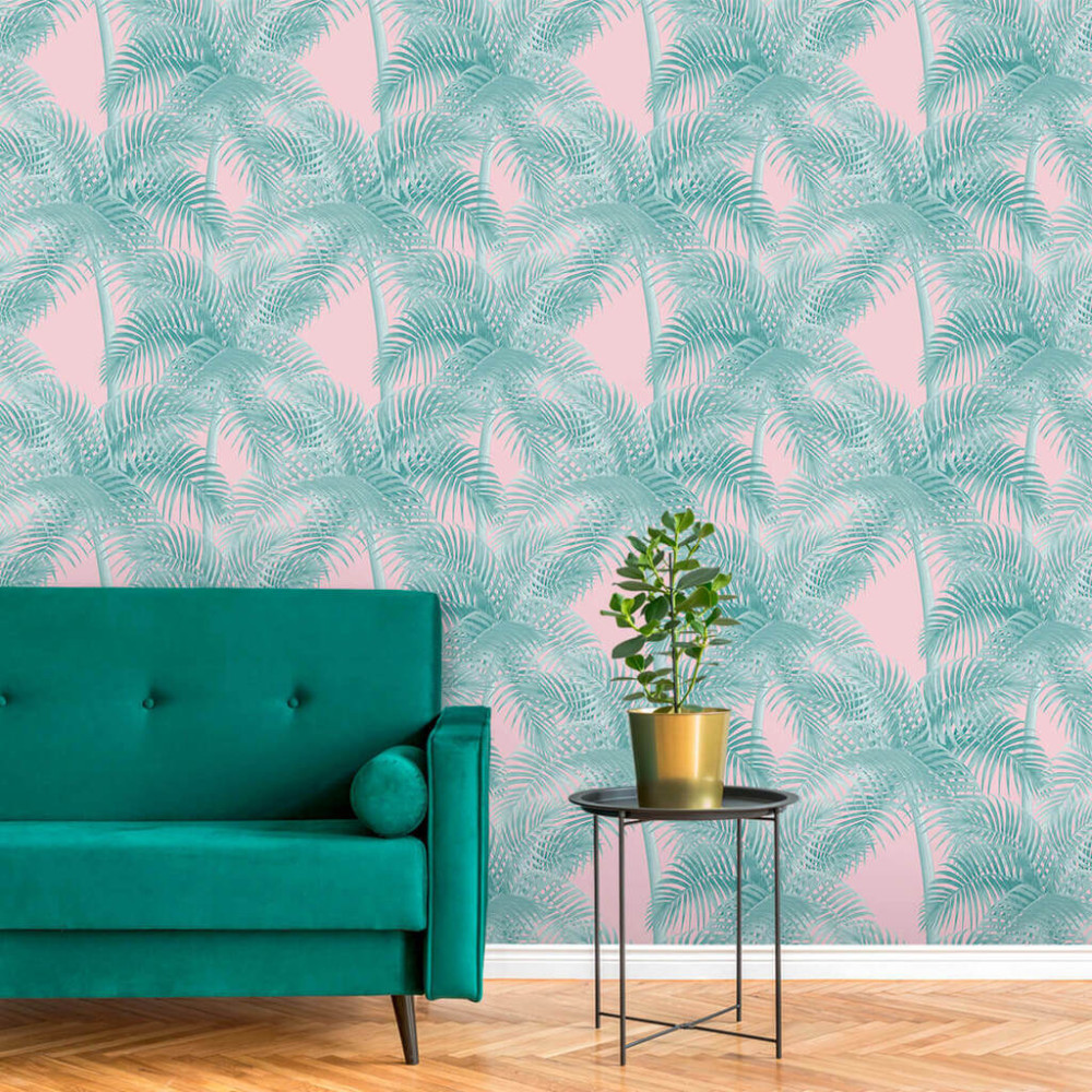 Papel De Parede Personalizado Coqueiros Com Fundo Rosa Papel De Parede Personalizado Coqueiros Com Fundo Rosa