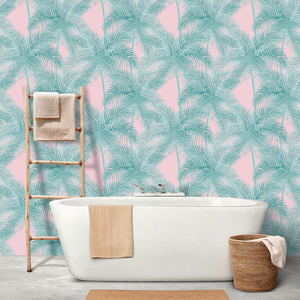 Papel De Parede Personalizado Coqueiros Com Fundo Rosa Papel De Parede Personalizado Coqueiros Com Fundo Rosa