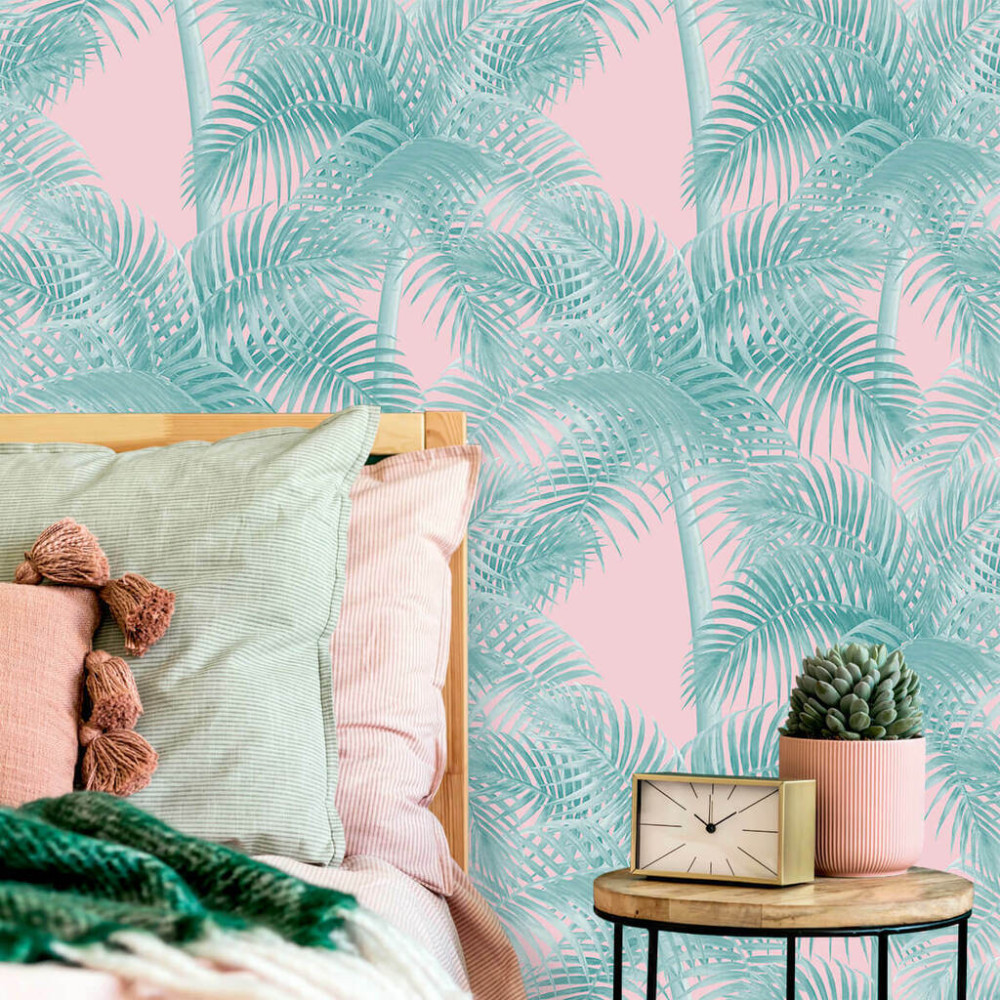 Papel De Parede Personalizado Coqueiros Com Fundo Rosa Papel De Parede Personalizado Coqueiros Com Fundo Rosa