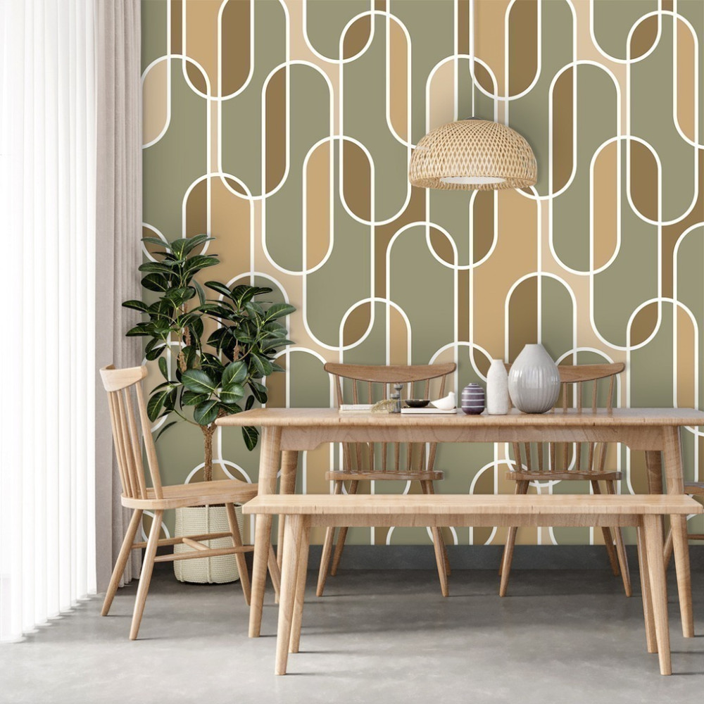 Papel de Parede Personalizado Mosaico de Curvas Papel de Parede Personalizado Mosaico de Curvas