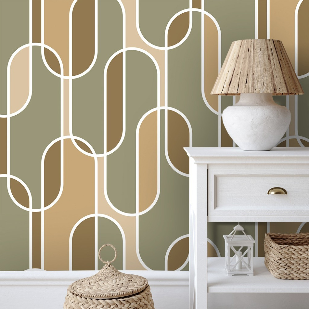 Papel de Parede Personalizado Mosaico de Curvas Papel de Parede Personalizado Mosaico de Curvas