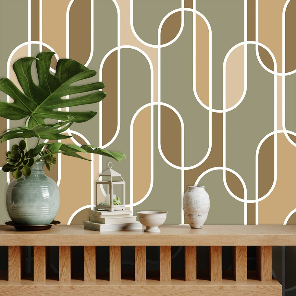 Papel de Parede Personalizado Mosaico de Curvas Papel de Parede Personalizado Mosaico de Curvas