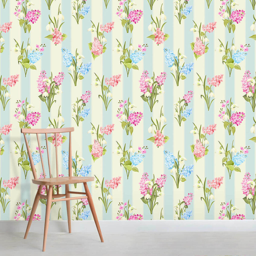 Papel de Parede Personalizado Listras Florais Papel de Parede Personalizado Listras Florais