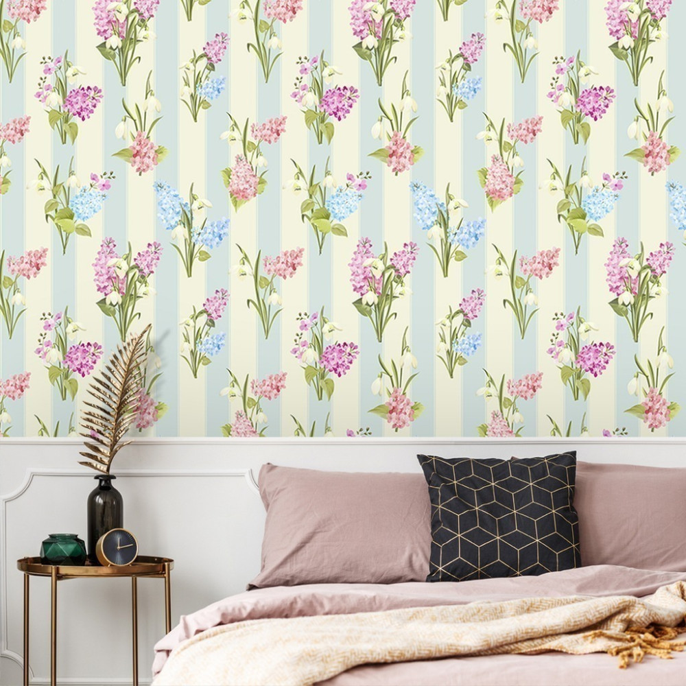 Papel de Parede Personalizado Listras Florais Papel de Parede Personalizado Listras Florais