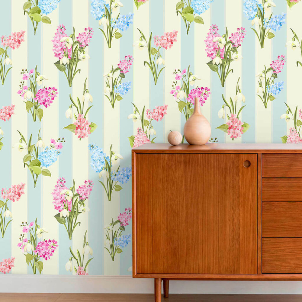 Papel de Parede Personalizado Listras Florais Papel de Parede Personalizado Listras Florais