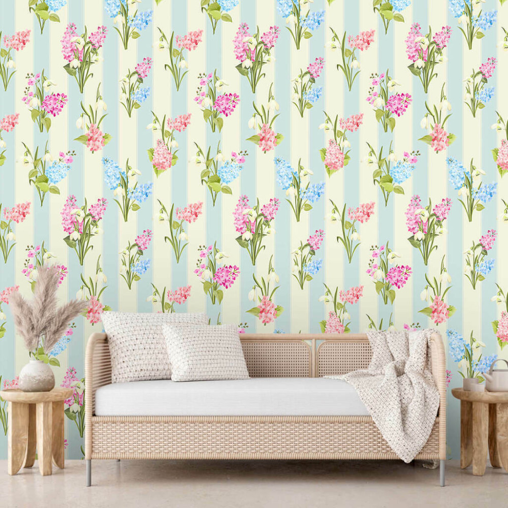 Papel de Parede Personalizado Listras Florais Papel de Parede Personalizado Listras Florais