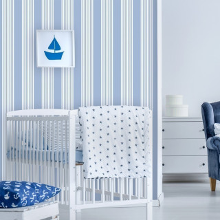 Papel de Parede Personalizado Listras Azul Bebê