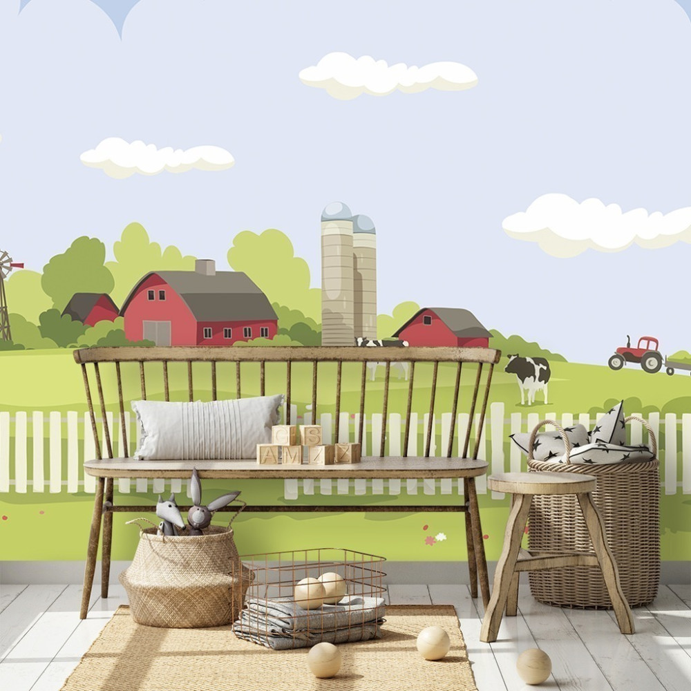 Papel de Parede Personalizado Fazenda com Celeiro
