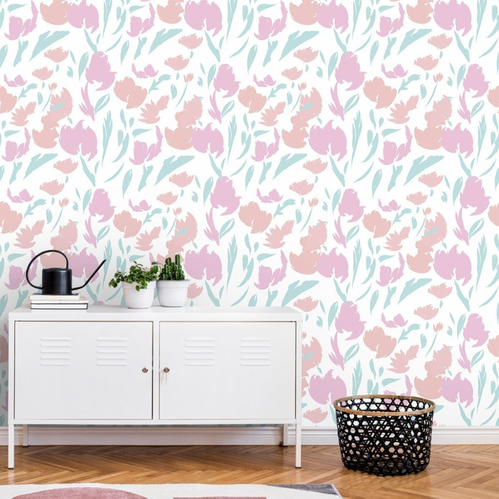 Papel de Parede Personalizado Pétalas Coloridas Pincel