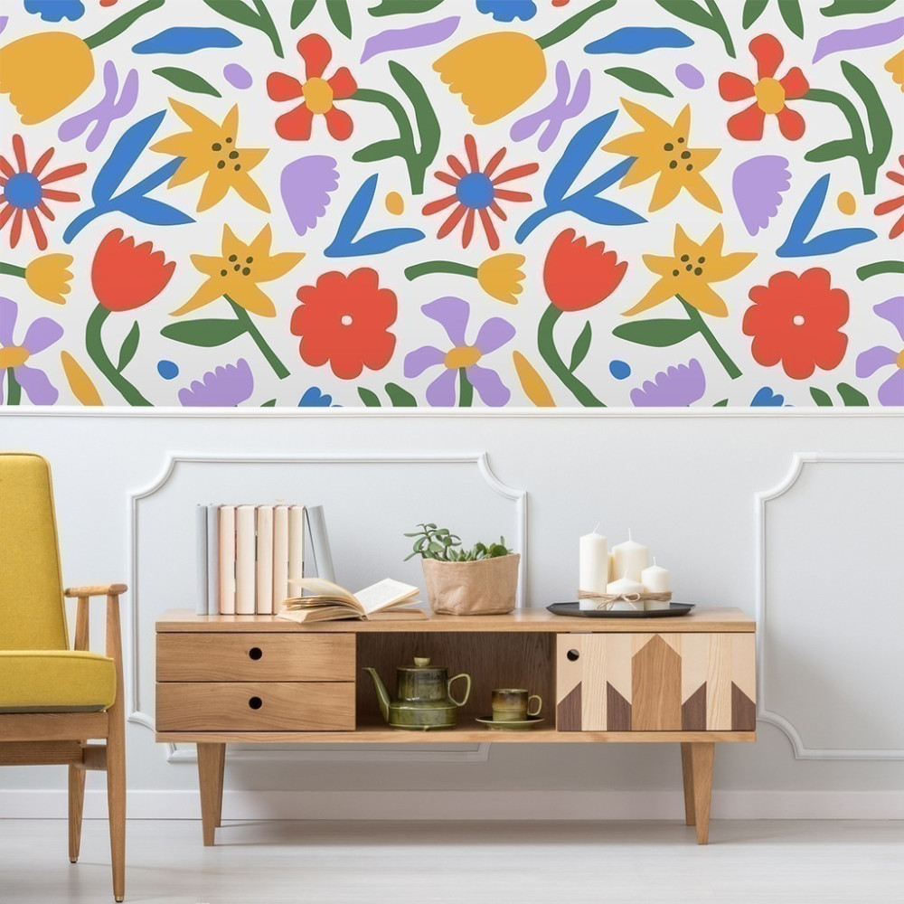 Papel de Parede Personalizado Florais Cores Vivas