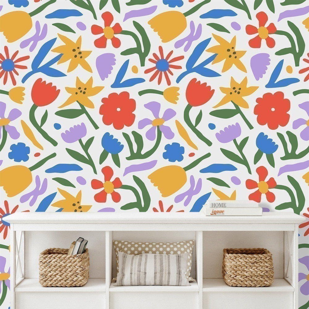 Papel de Parede Personalizado Florais Cores Vivas