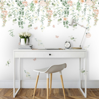 Papel de Parede Personalizado Encanto das Borboletas e Rosas