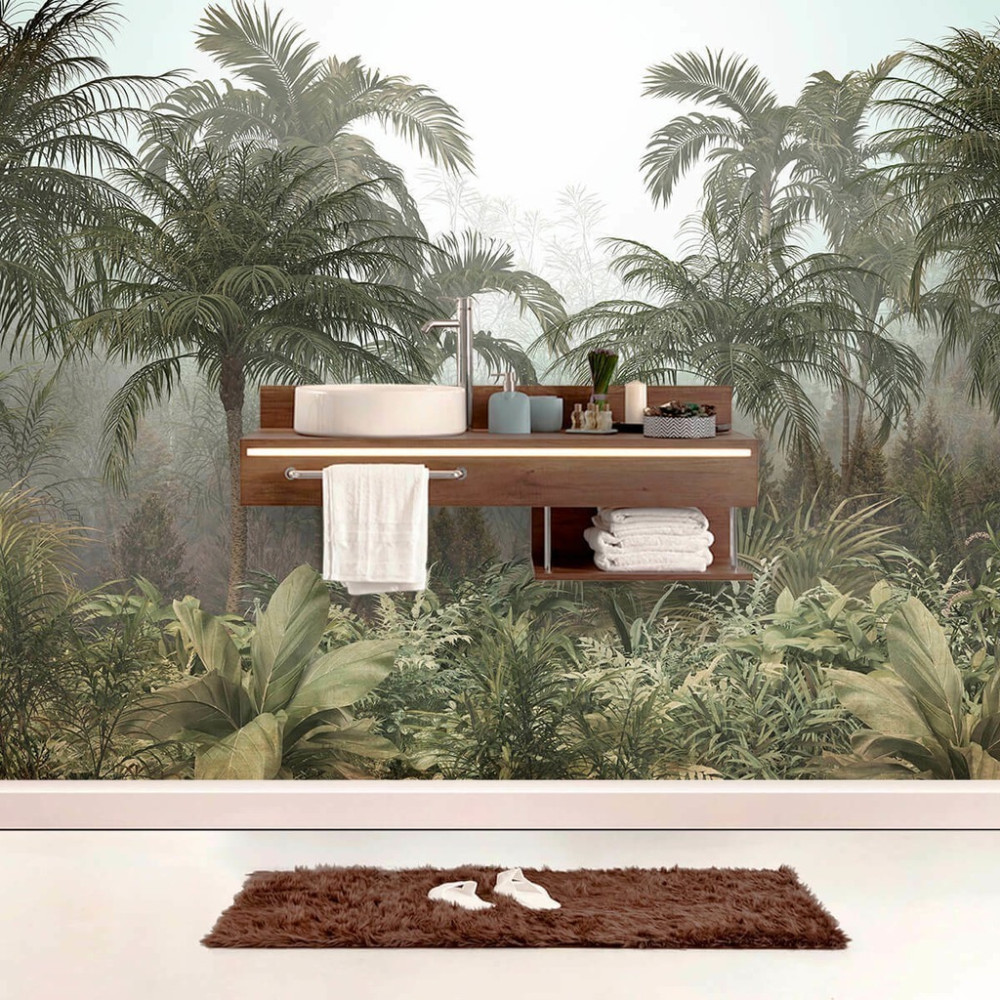 Papel de Parede Personalizado Floresta com Coqueiros