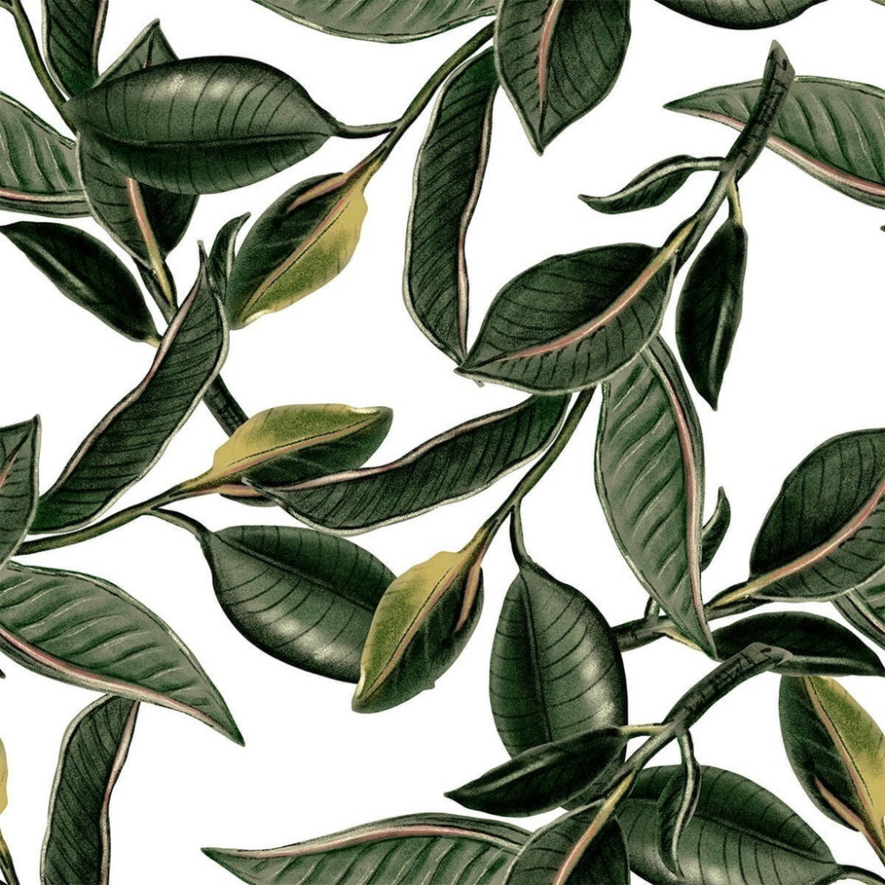 Papel de Parede Personalizado Folhas em Aquarela