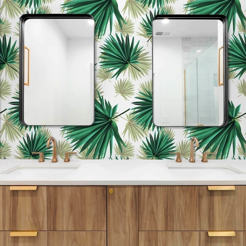 Papel de Parede Personalizado Folhas Tons de Verde