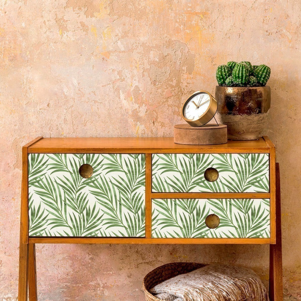 Papel de Parede Personalizado Galhos Verde com Fundo Areia