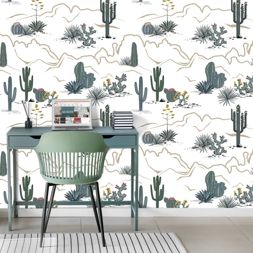 Papel de Parede Personalizado Deserto de Cactos Papel de Parede Personalizado Deserto de Cactos