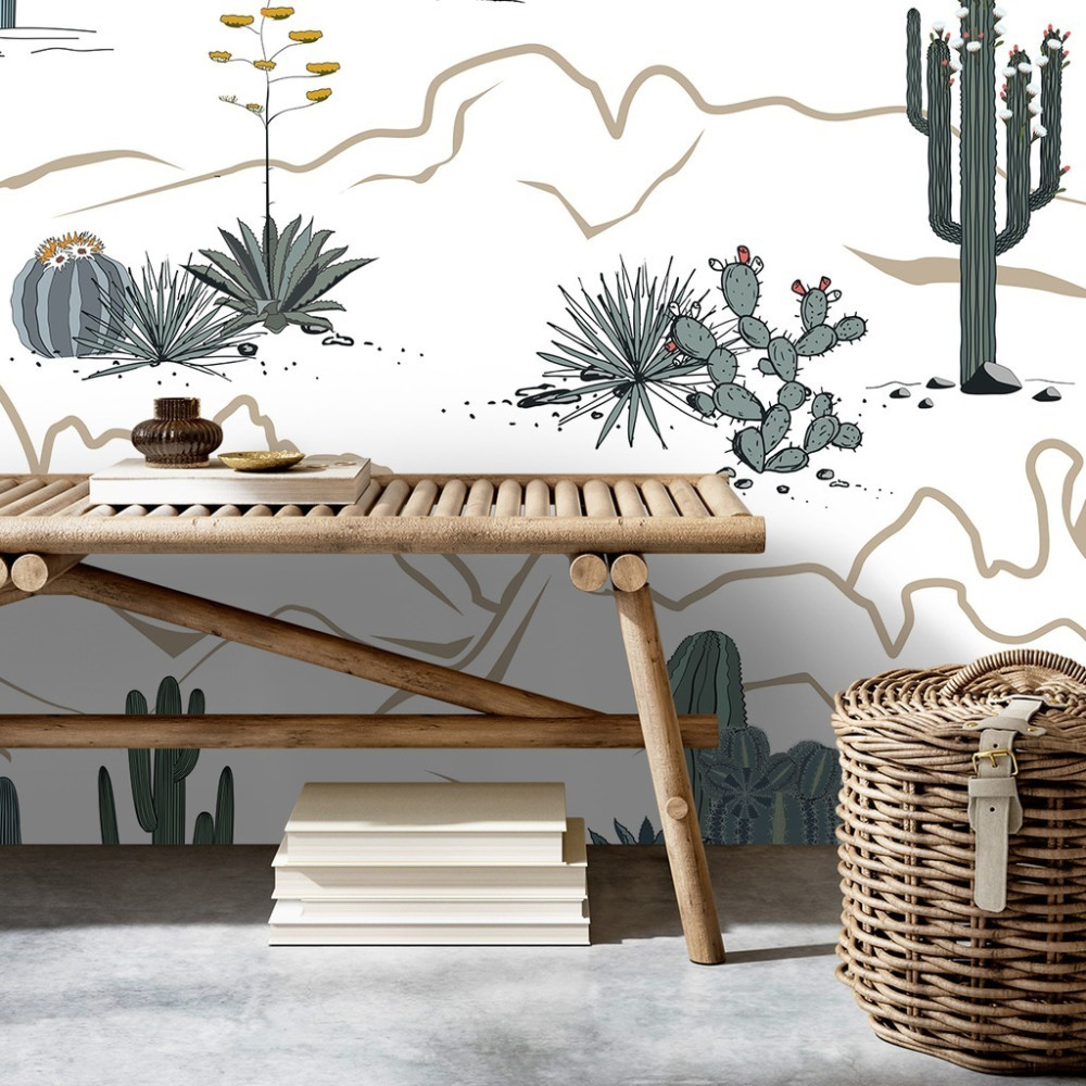 Papel de Parede Personalizado Deserto de Cactos Papel de Parede Personalizado Deserto de Cactos