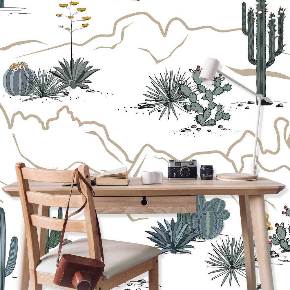 Papel de Parede Personalizado Deserto de Cactos Papel de Parede Personalizado Deserto de Cactos