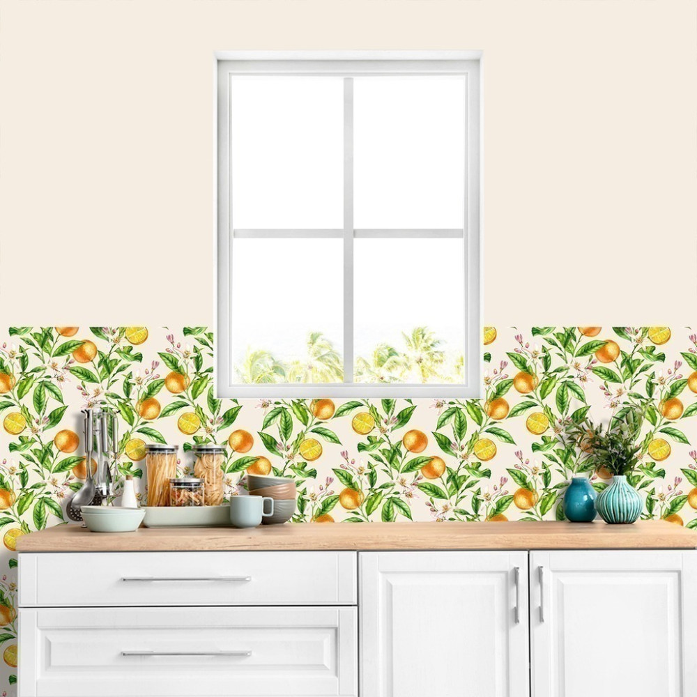 Papel de Parede Personalizado Laranjas Aquarela Papel de Parede Personalizado Laranjas Aquarela