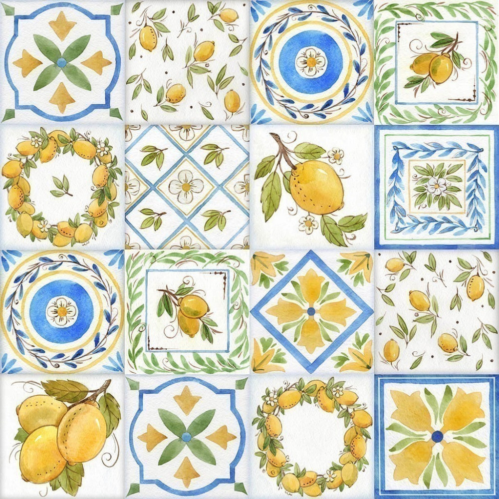 Papel de Parede Personalizado Limão em Azulejos