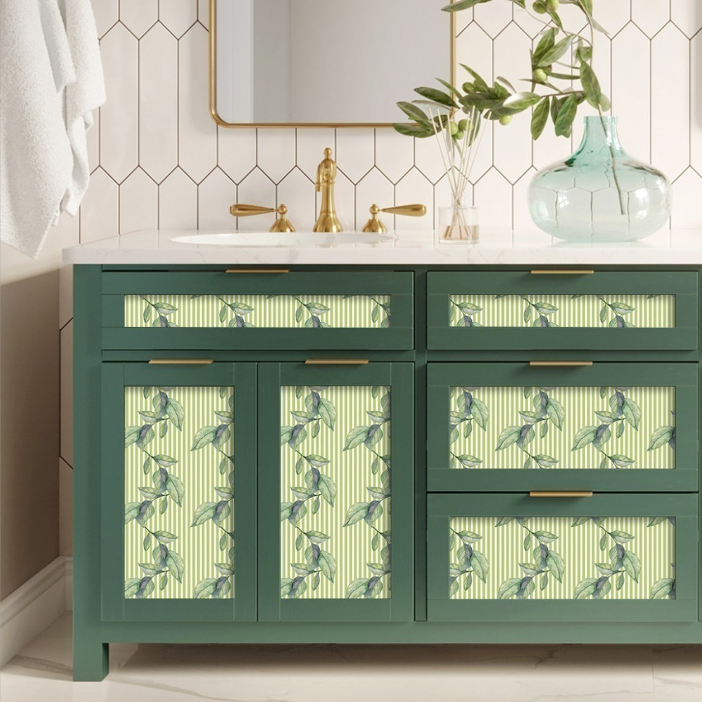 Papel de Parede Personalizado Linhas de Folhas Verde Papel de Parede Personalizado Linhas de Folhas Verde